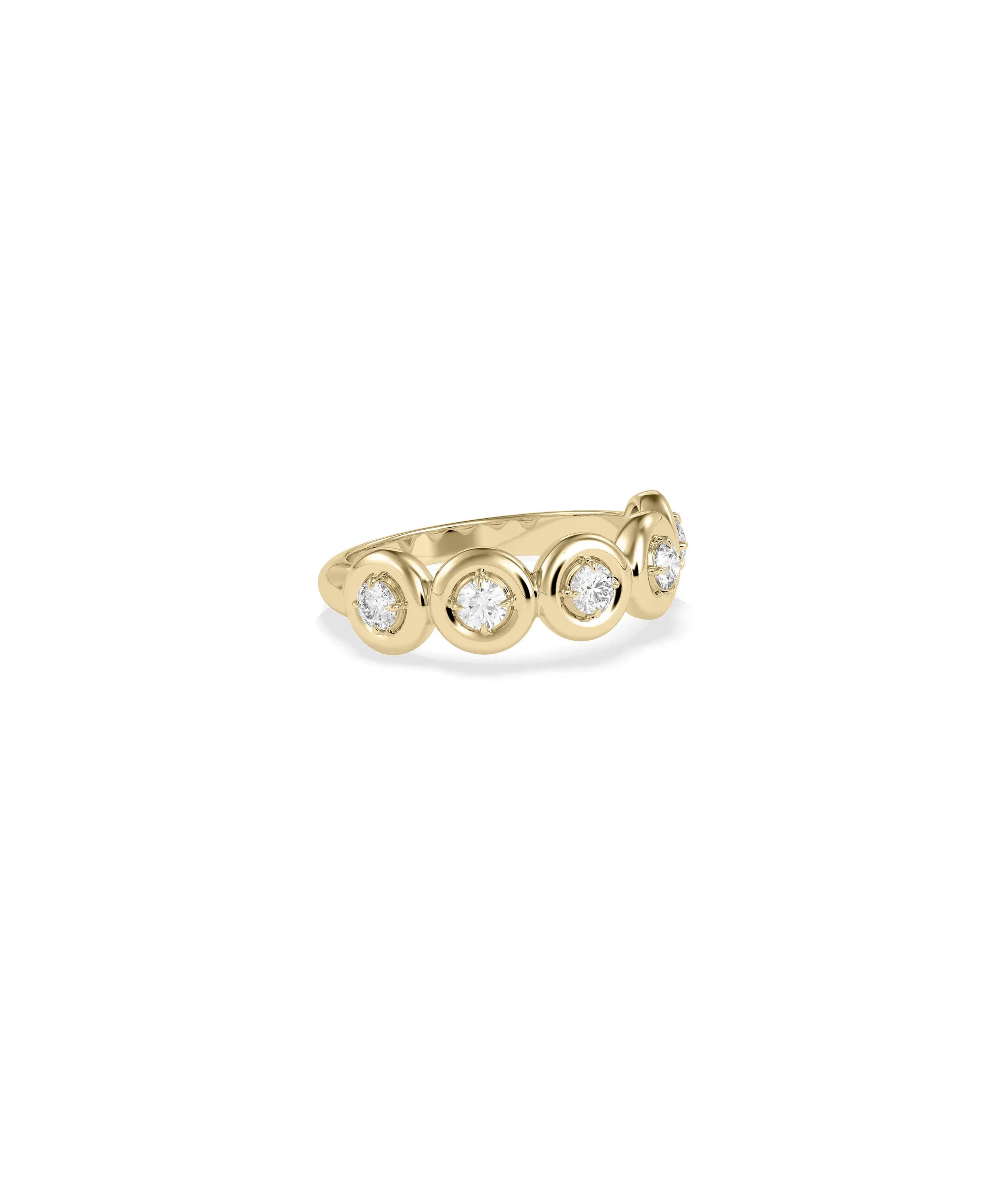 Diamond bubble band ring showing dimensional bezel pattern and sparkle