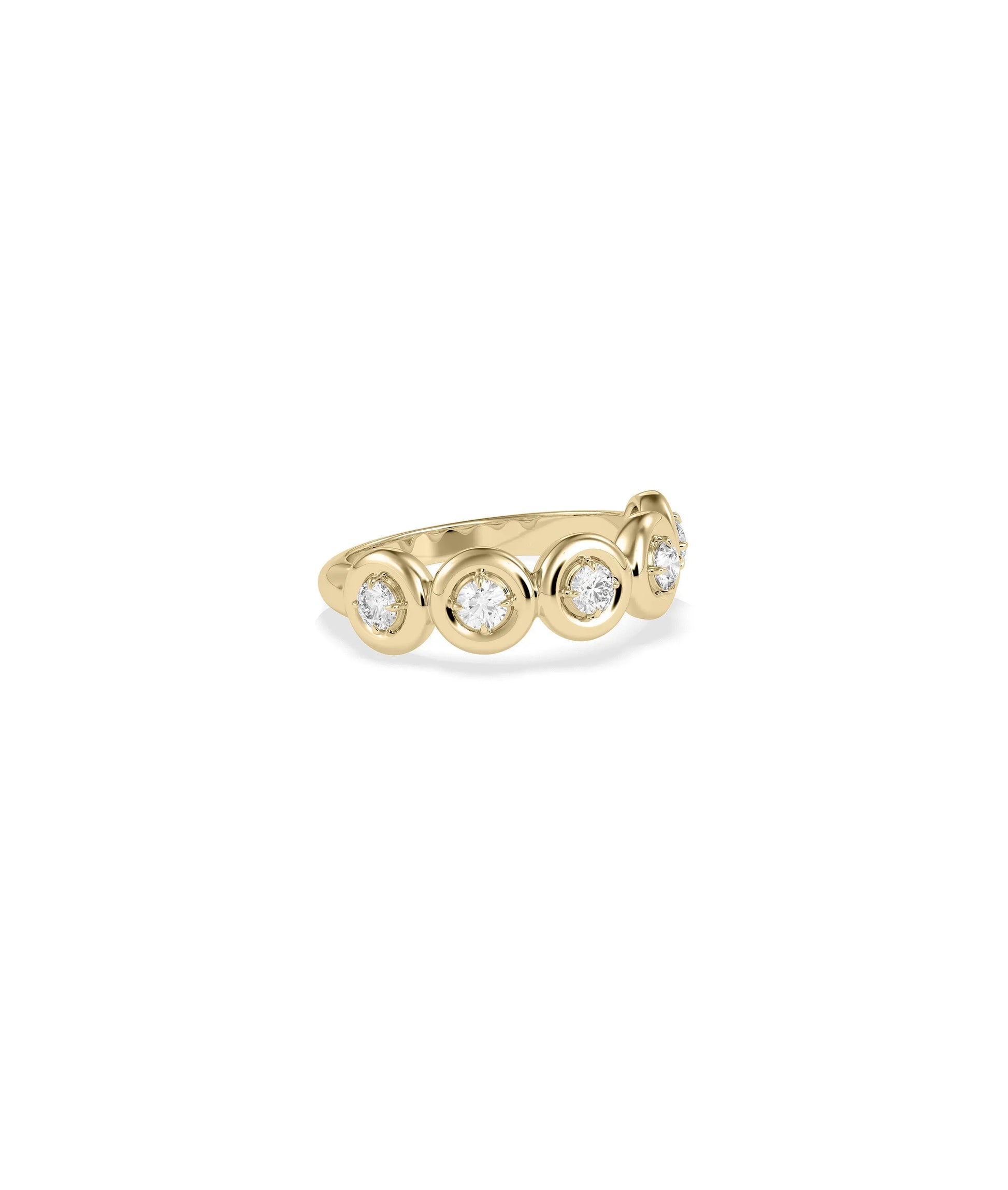 Diamond bubble band ring showing dimensional bezel pattern and sparkle