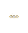 3 Emerald Cut Bubble Bezel Set Band Ring three diamonds gold protective settings