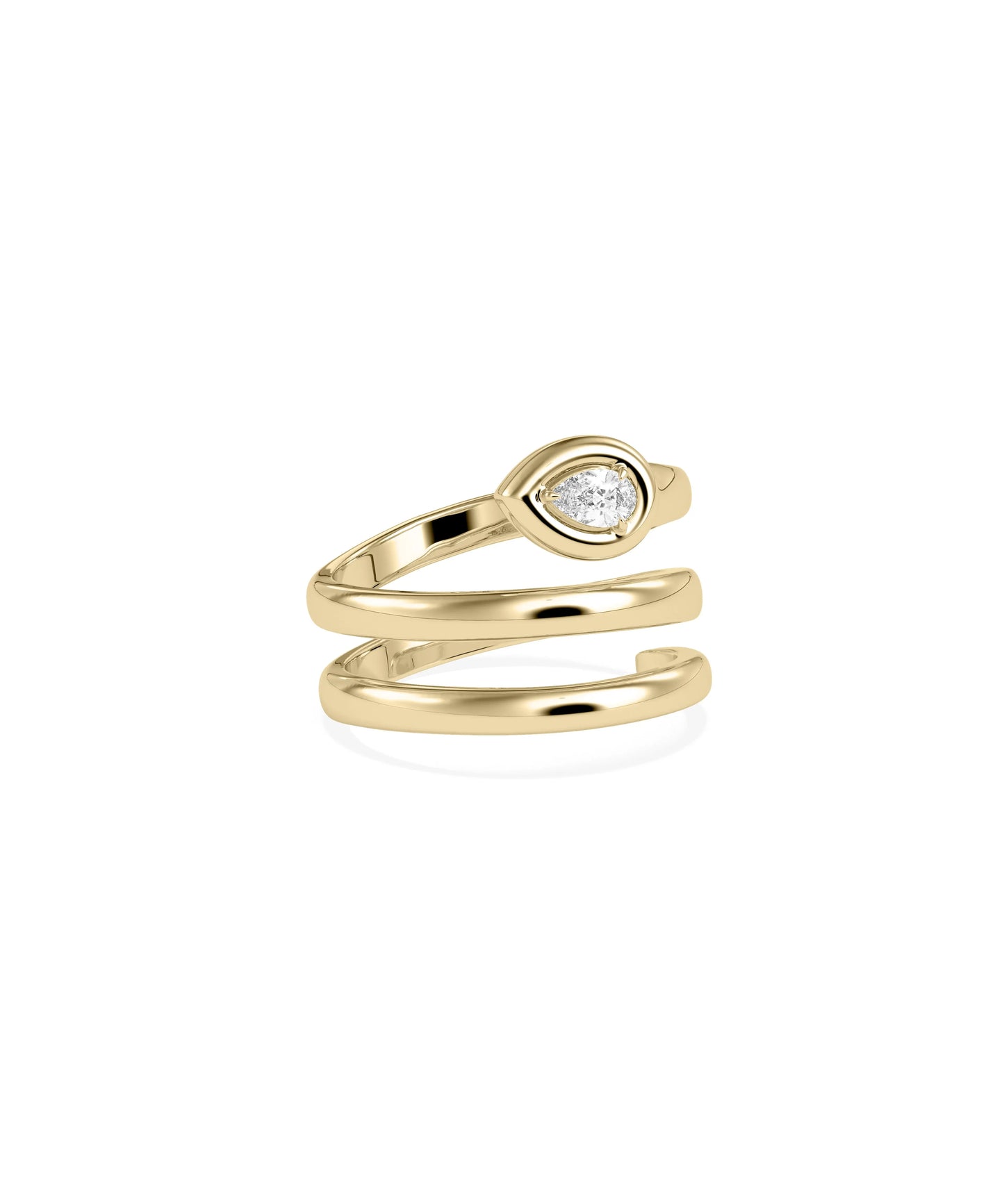 Unique twist ring showing bubble setting and rotating band design detail