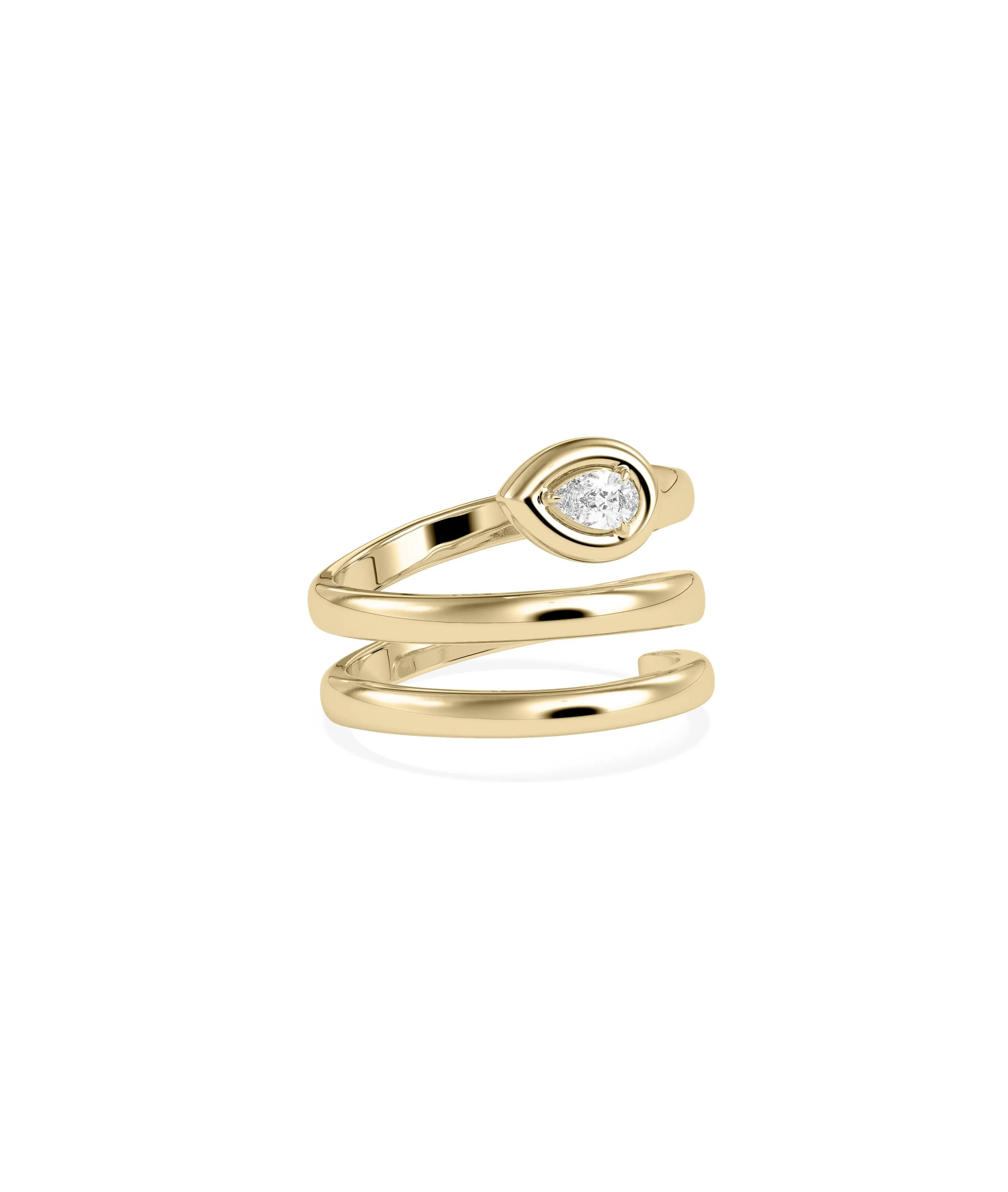 Unique twist ring showing bubble setting and rotating band design detail