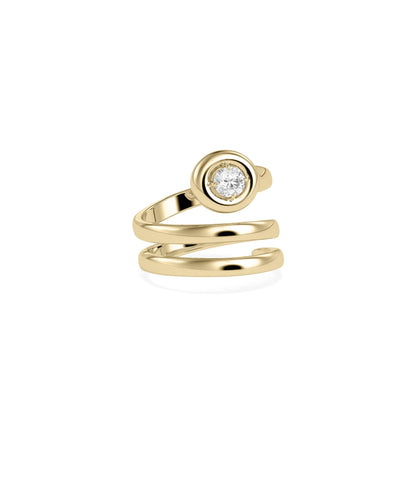 Bubble Set Solitaire Twist Ring side profile displaying dimensional styling