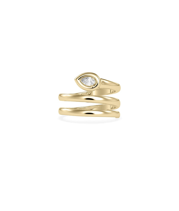 Bubble Set Solitaire Twist Ring diamond in bubble frame twisted gold band