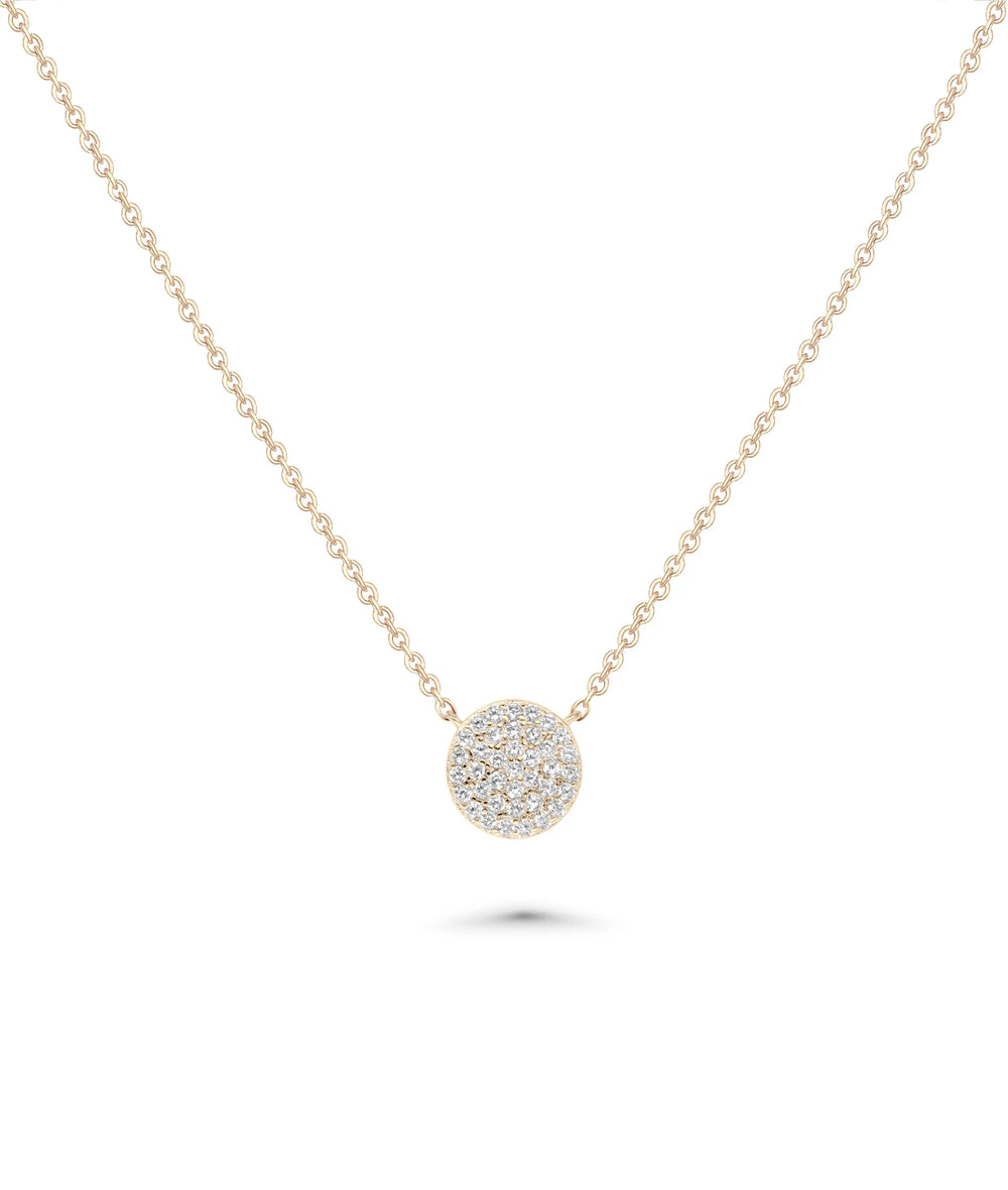 Diamond Pave Coin Necklace rose gold featuring classic coin elegance