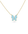 Enamel Butterfly Necklace front view yellow gold with colorful wing design