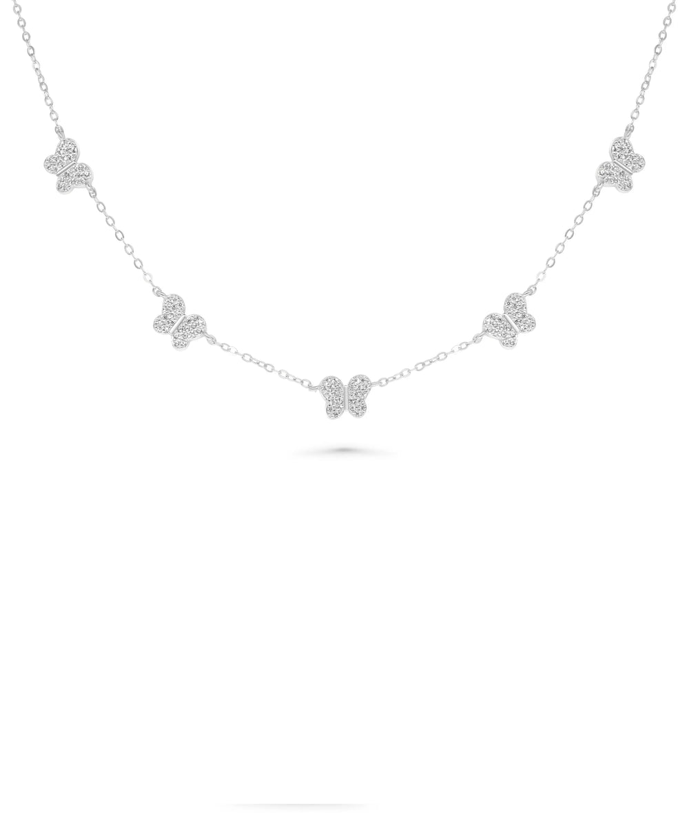Butterfly Diamond Station Necklace - 79e | Everyday 14K Gold Jewelry