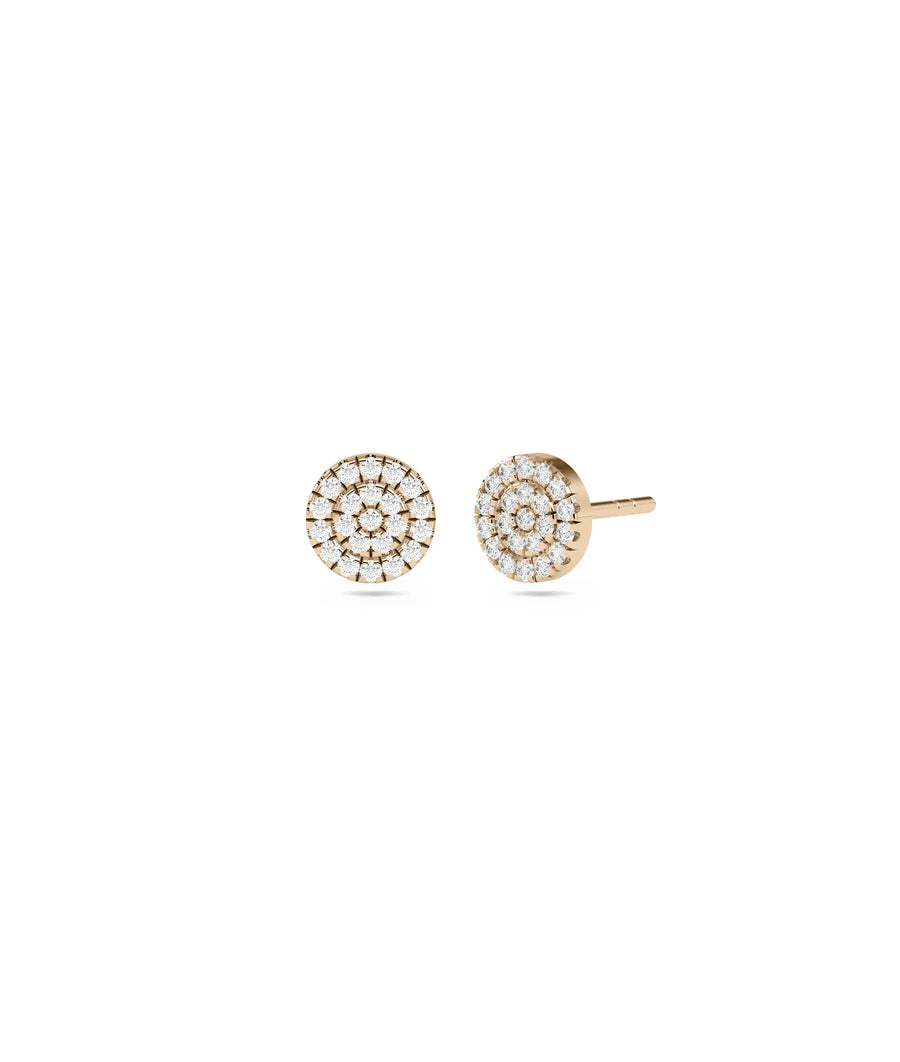 Diamond Pave Disc Stud Earring rose gold with sparkling disc surface