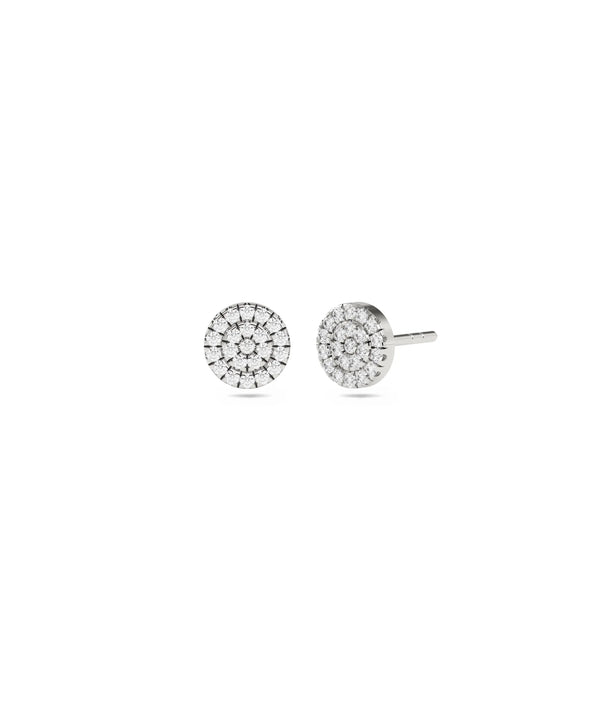 Diamond Pave Disc Stud Earring white gold featuring geometric pave design alternate view