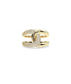 Gold and Diamond Twist Split Ring in yellow gold with twisted band front view