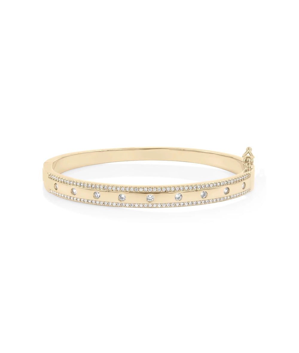 Rose gold Diamond Station Bangle featuring rhythmic pattern