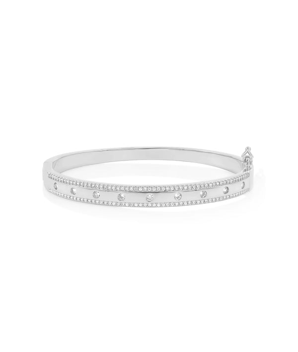 White gold Diamond Station Bangle modern breathable design alternate view