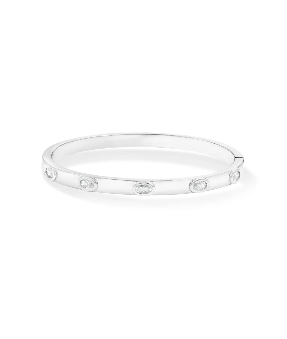 White gold 5 Station Diamond Bangle modern breathable design