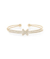 Rose gold 2 Row Diamond Criss Cross Flex Cuff intersecting sparkle