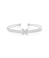 White gold 2 Row Diamond Criss Cross Flex Cuff dynamic design
