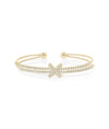2 Row Diamond Criss Cross Flex Cuff Bangle yellow gold intersecting