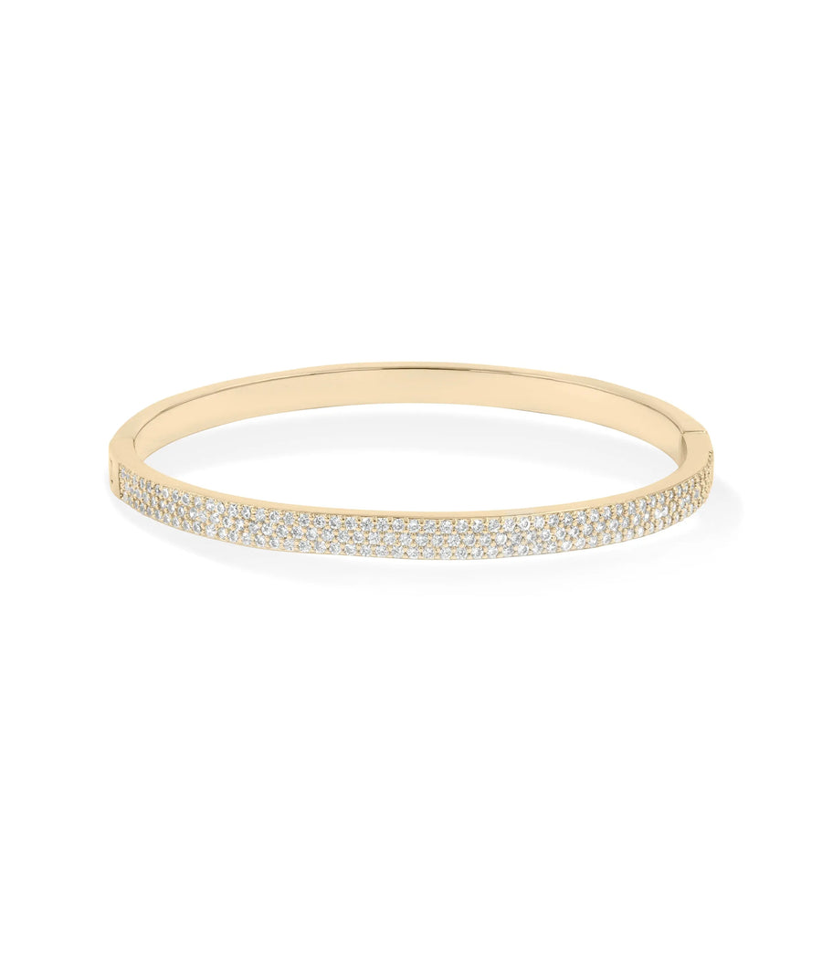 Rose gold 3 Row Pave Diamond Flat Bangle continuous brilliance