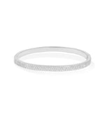 White gold 3 Row Pave Diamond Flat Bangle sleek profile
