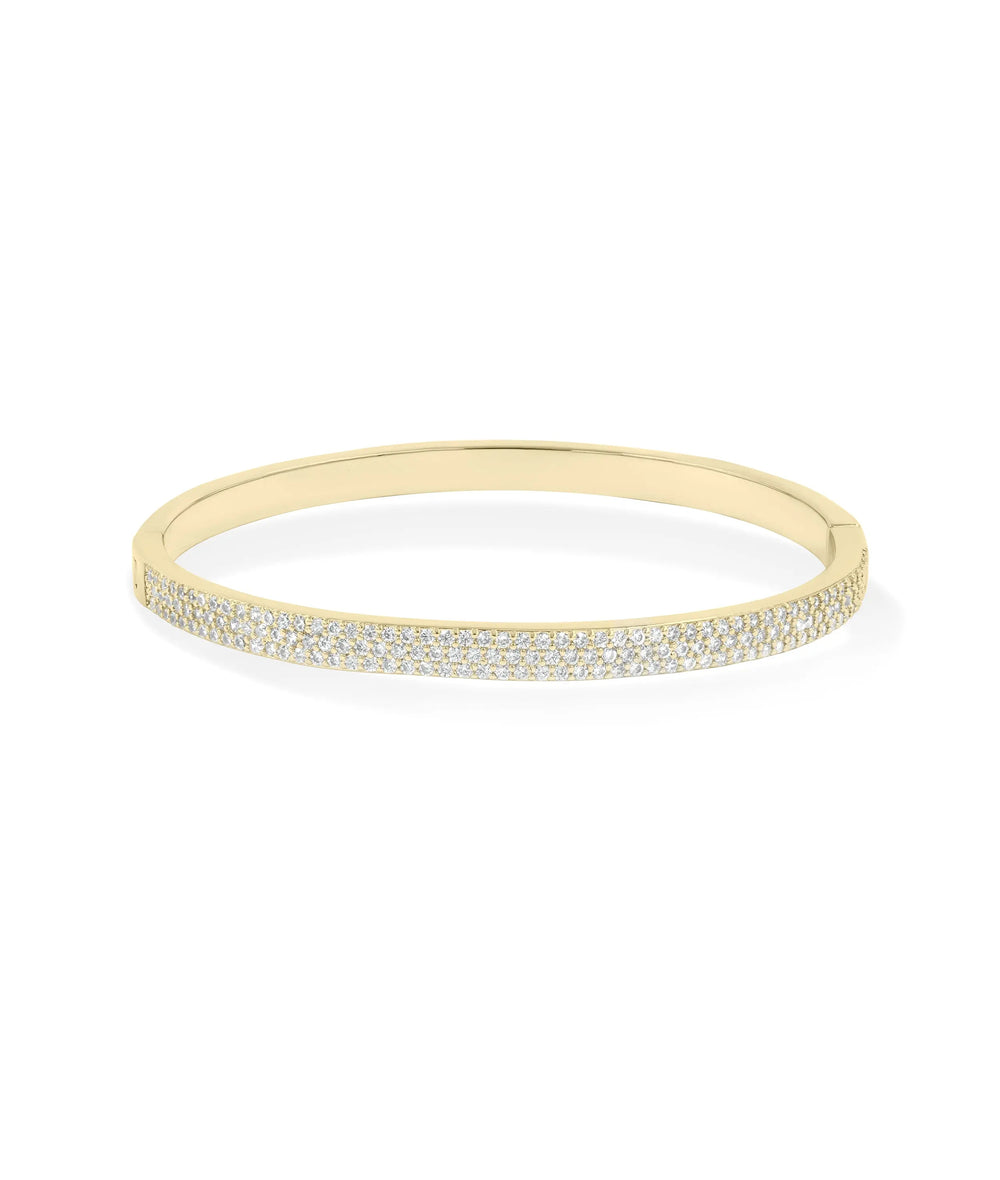 3 Row Pave Diamond Flat Bangle yellow gold triple-row sparkle