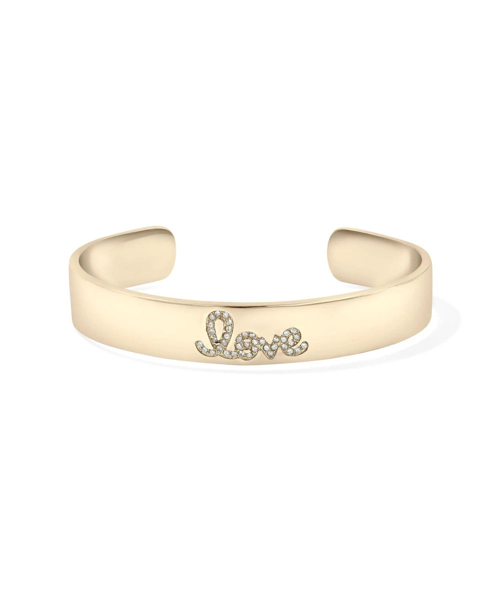 Mantra Open Cuff Bangle rose gold featuring 8mm substantial band width