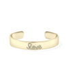 Mantra Open Cuff Bangle front view yellow gold with inspirational engraving