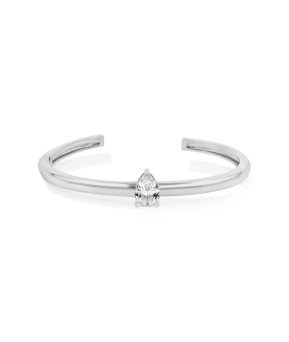 Solitaire Cuff Bangle white gold with 0.70 carat solitaire centerpiece