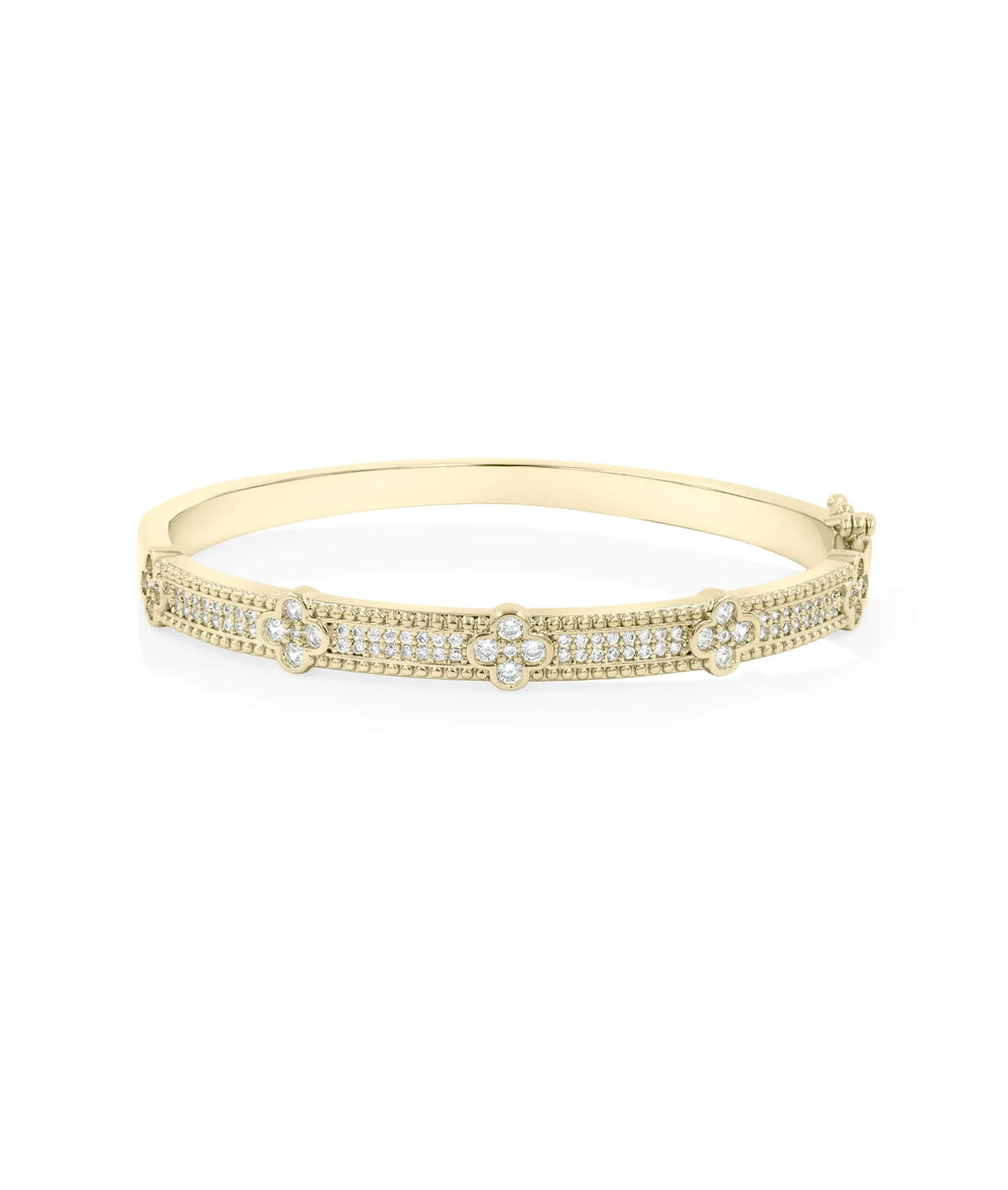 Diamond Station Bangle yellow gold with spaced diamond clusters