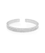 White gold 3 Row Diamond Flex Bangle multi-row cuff styling