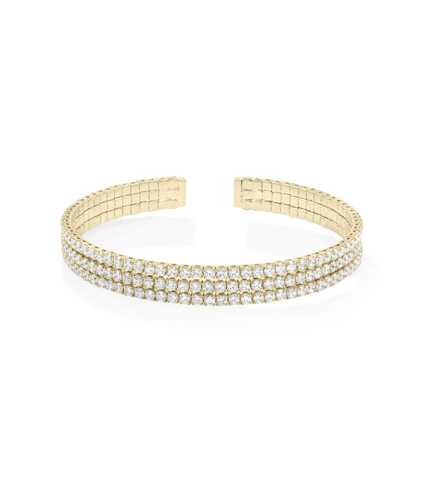 3 Row Diamond Flex Bangle yellow gold triple-row diamond design