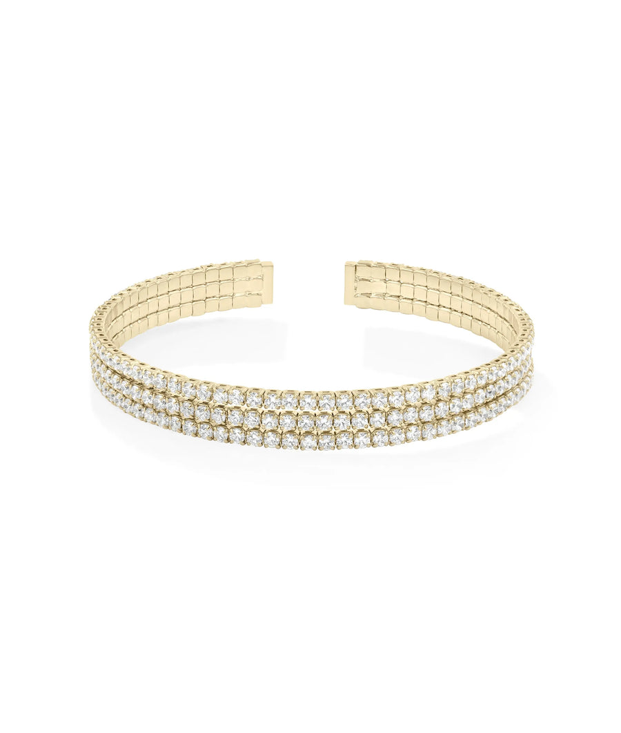 3 Row Diamond Flex Bangle yellow gold triple-row diamond design