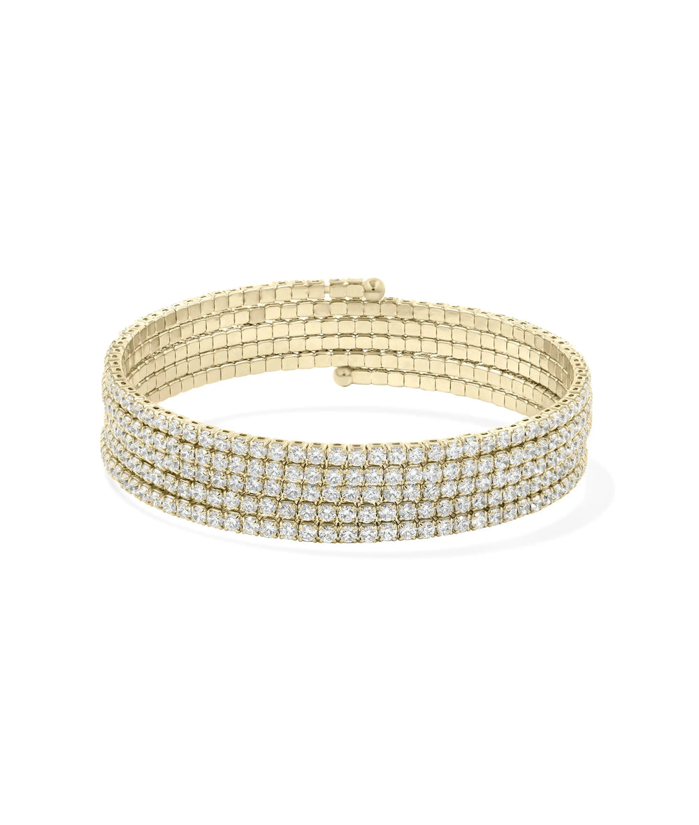 5 Row Diamond Flex Bangle yellow gold with quintuple diamond rows
