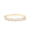 Rose gold 2 Row Station Straight Line Bangle with linear pattern