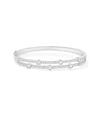 White gold 2 Row Station Straight Line Bangle geometric design