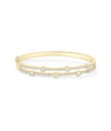 2 Row Station Straight Line Bangle yellow gold dual diamond rows