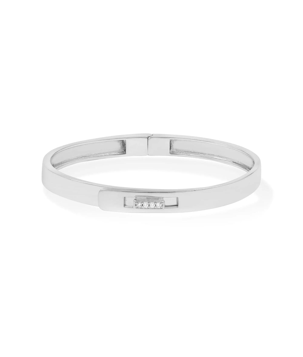 White gold Diamond Buckle Bangle hardware-inspired styling
