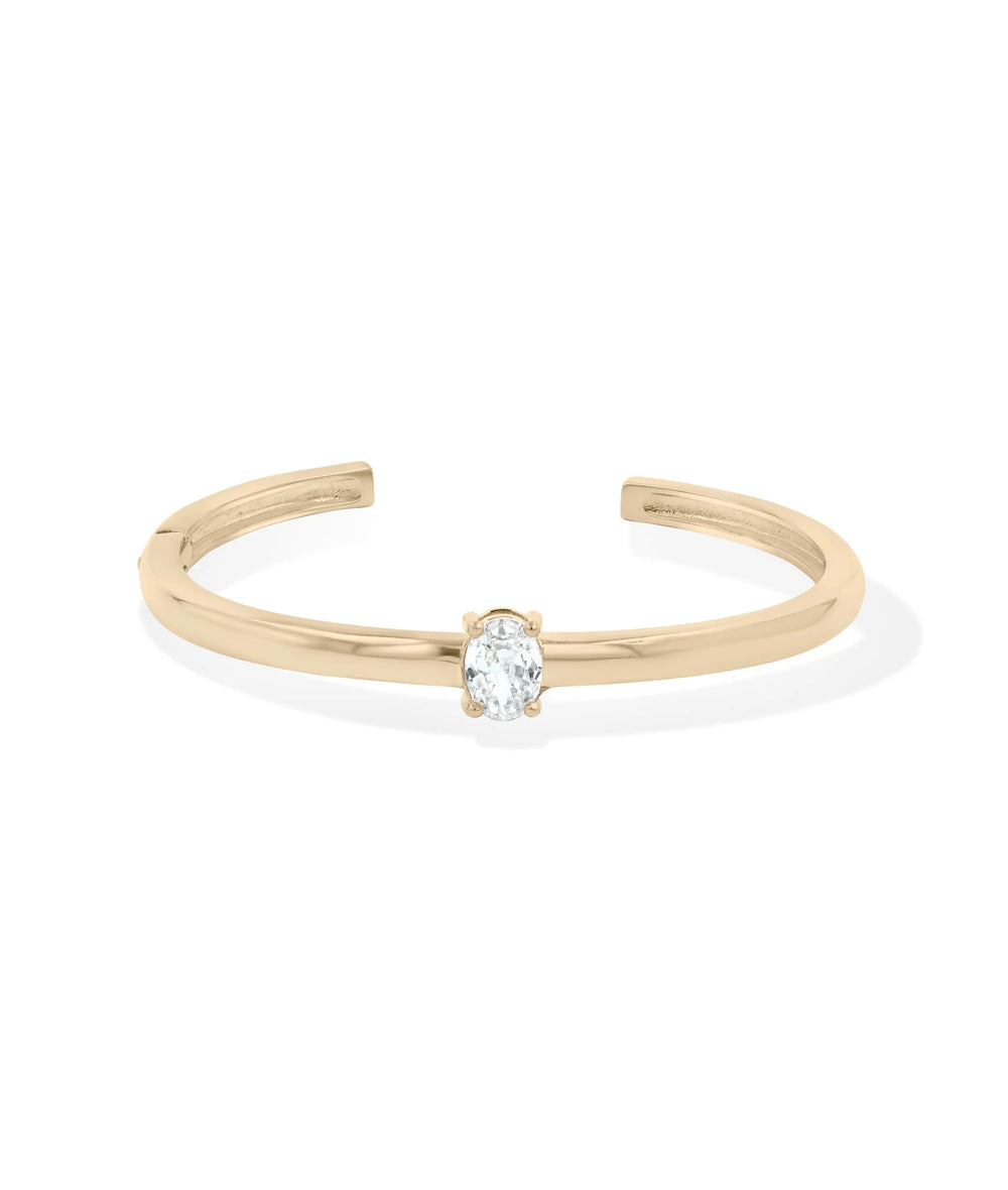 Rose gold Solitaire Cuff Bangle with sparkling solitaire stone