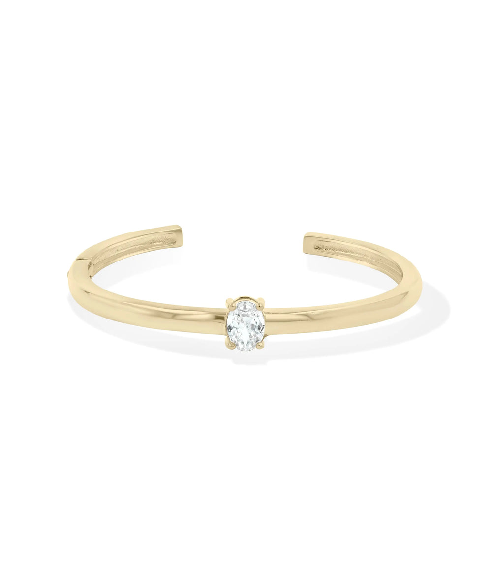 Solitaire Cuff Bangle yellow gold with 0.75 carat diamond