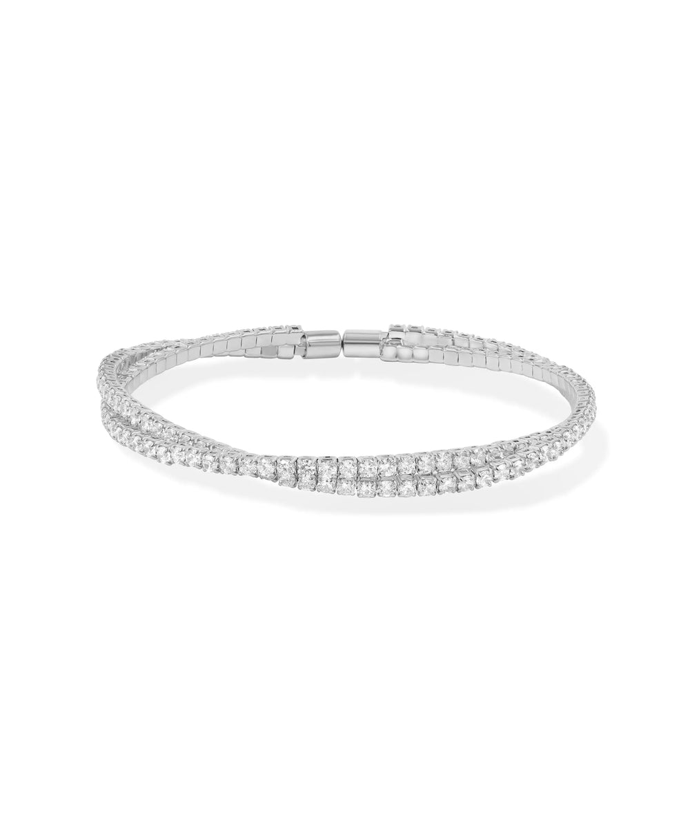 White gold Twisted Diamond Flex Bangle sculptural rope design