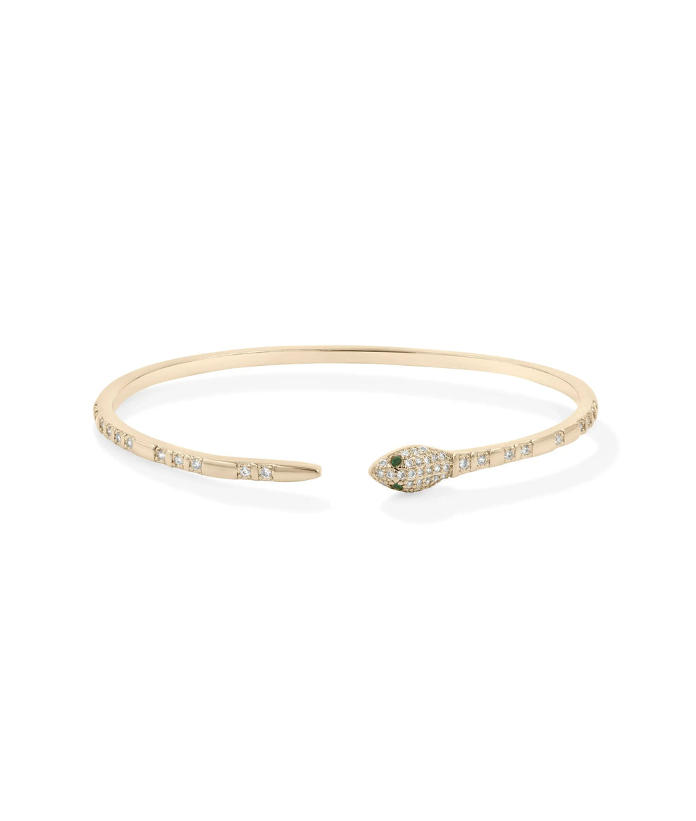 Rose gold Snake Split Bangle with sparkling diamond accents