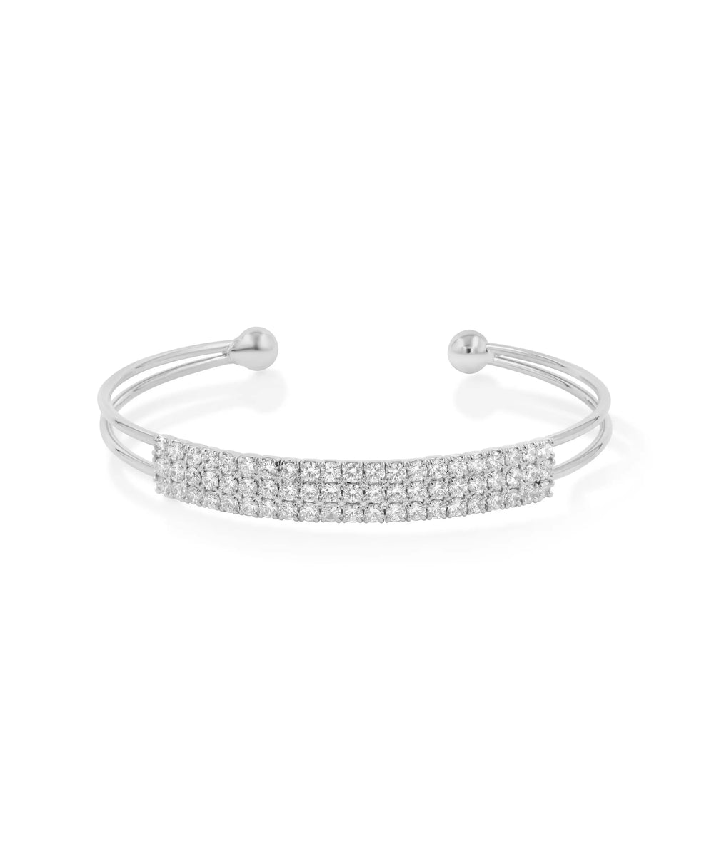 White gold Diamond Pave Flex Bangle continuous sparkle design
