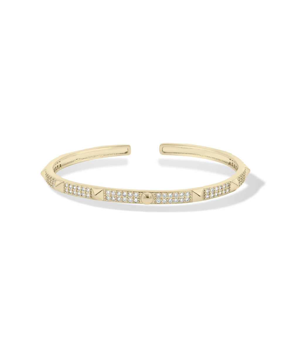 Diamond Pave Cuff Bangle yellow gold with continuous pave setting