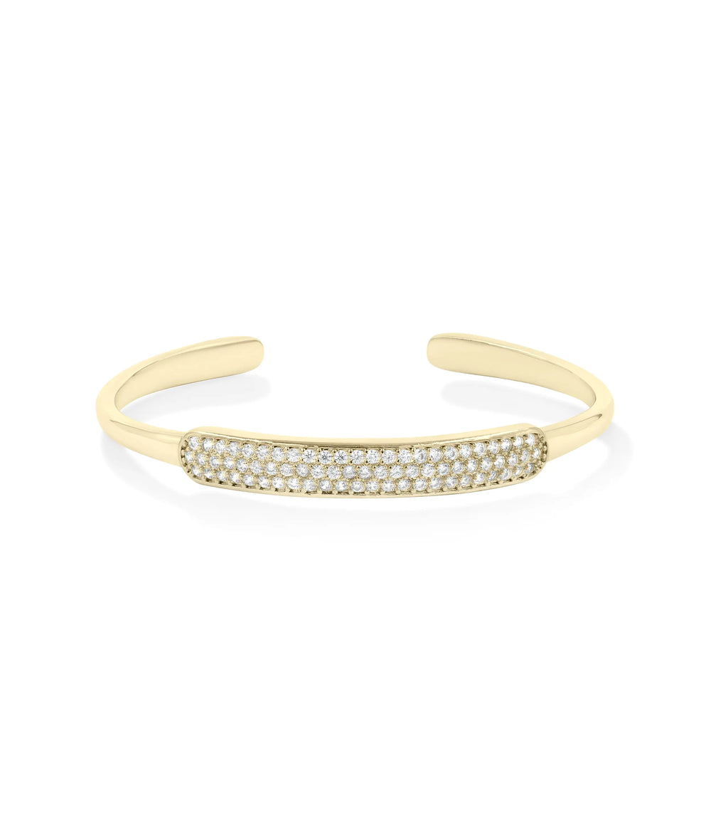 Diamond Cuff Bangle yellow gold open-ended design with diamonds