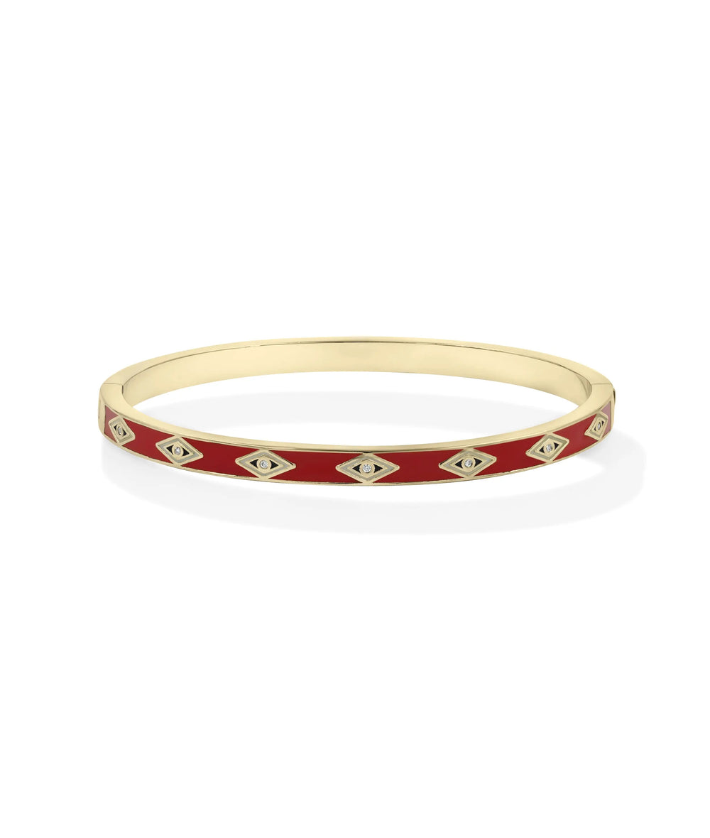 Geometric station enamel bangle with diamond accents fashion presentation