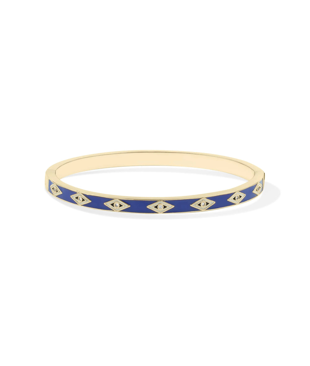 Diamond Shape Station Enamel Bangle yellow gold geometric design