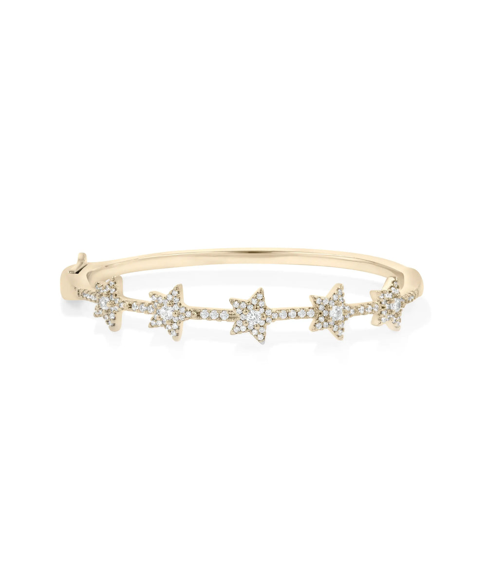 Rose gold Station Star Bangle with sparkling diamond accents