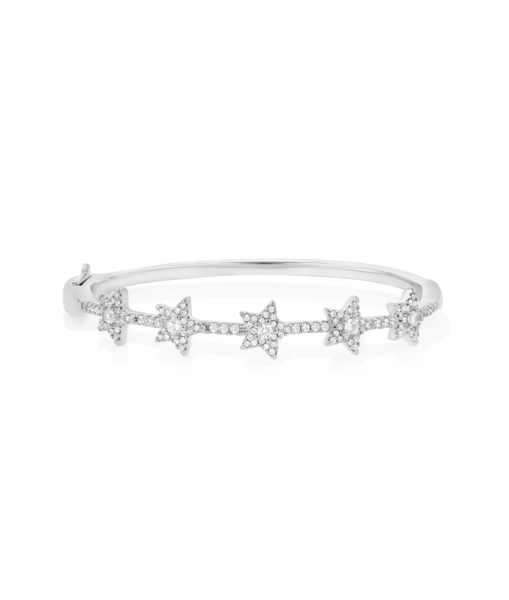 White gold Station Star Bangle featuring spaced star design