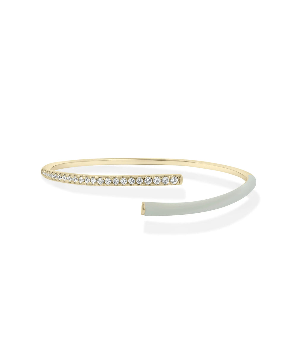 Bypass Diamond and Enamel Bangle yellow gold with crossover design