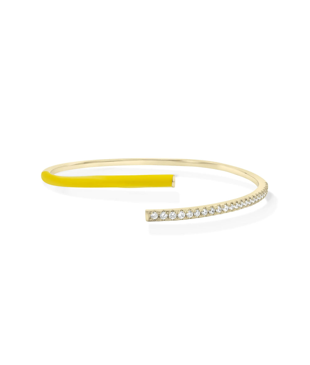 Bypass Diamond and Enamel Bangle on wrist modern elegant display