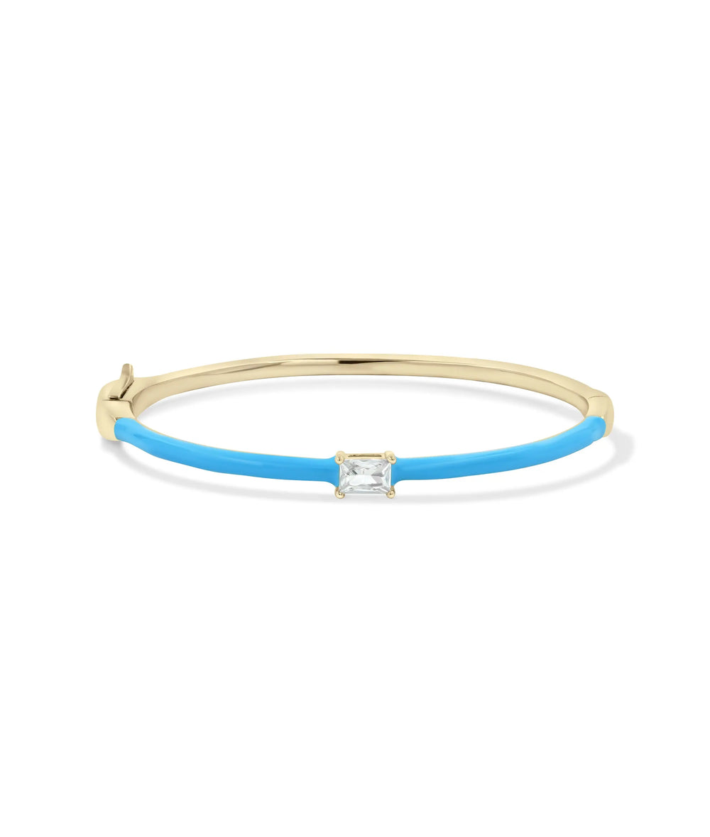 Solitaire Enamel Bangle yellow gold with diamond and colored enamel finish