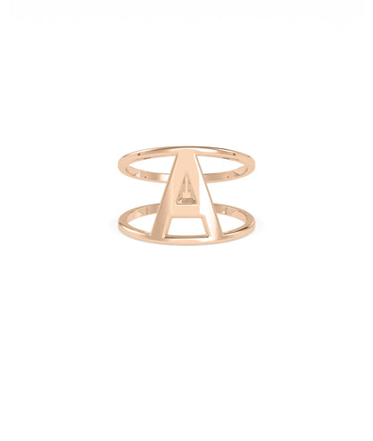 Large Gold Initial Ring detail shot emphasizing solid gold craftsmanship