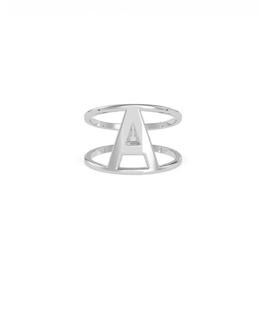 Top perspective of Large Gold Initial Ring showcasing custom initial